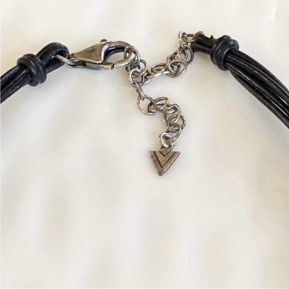 Silpada BlackLeather  Necklace with Crystal Pendant N1494 16” with 3” extender - Picture 6 of 7